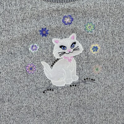 Vintage Bon Worth Cat Embroidered Sweatshirt Women's Size Vintage Bon Worth Cat Embroidered Sweatshirt Women's Size
