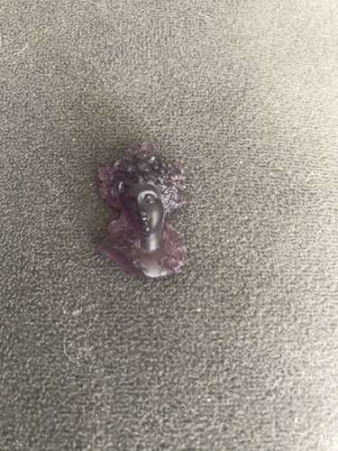 Pate de Verre Purple France woman profile figurine glass grapes face cameo - Picture 4 of 12