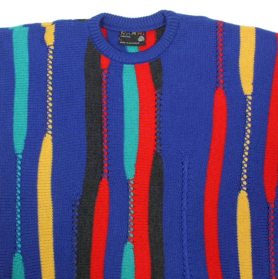 Vintage 2000s Coogi Abstract Style 3D Knit Grandpa Pure Wool Sweater sz L /422 - Image 2 of 4