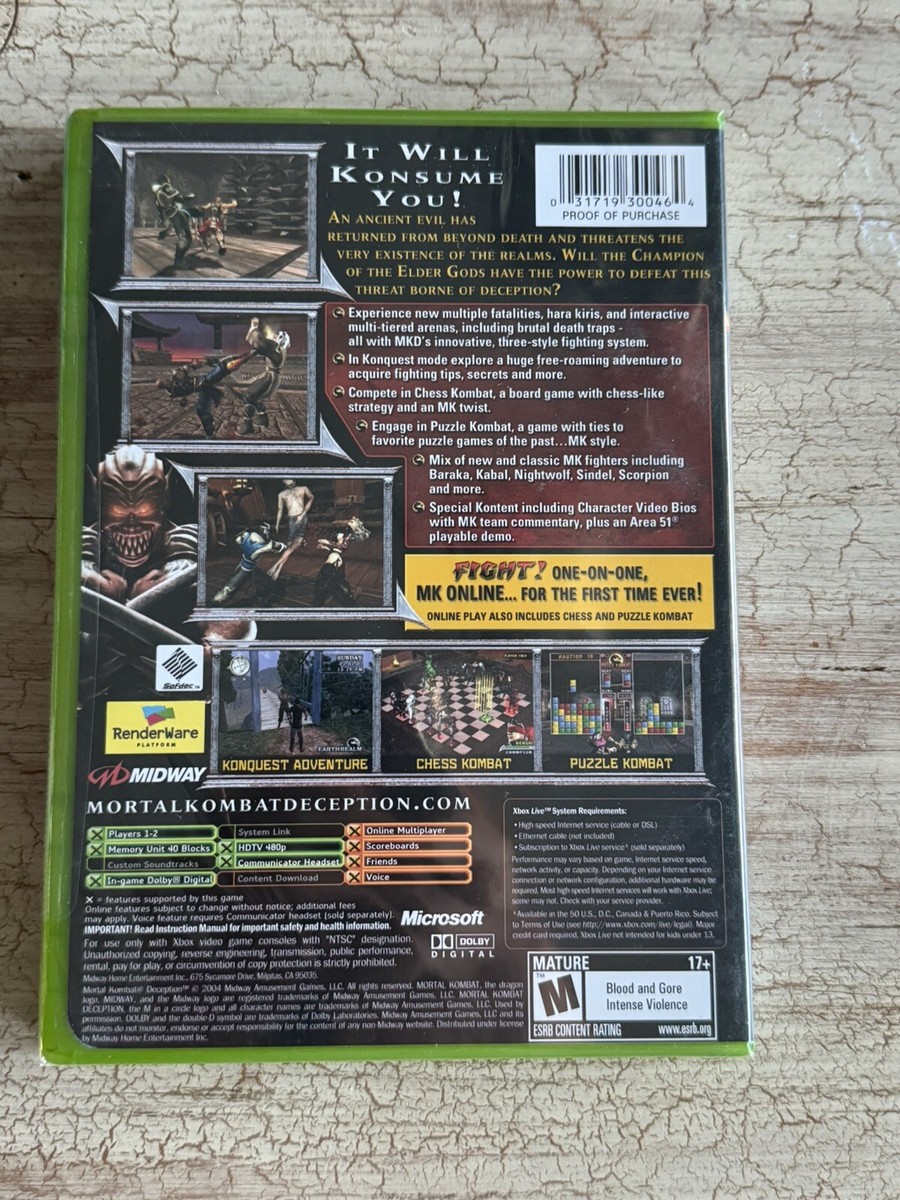 XBOX - MORTAL KOMBAT: DECEPTION New FACTORY SEALED Shelf A1 | eBay