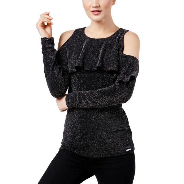 black and gold cold shoulder top