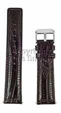 24 mm BROWN LEATHER WATCH BAND LIZARD GRAIN WITH SPRING BAR