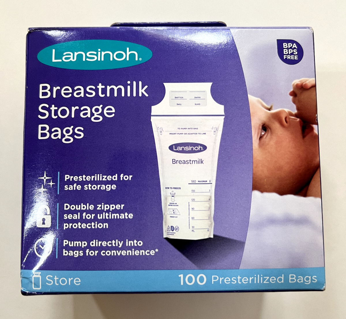 Lansinoh Breast Milk Storage Bags 100 Count Infant Baby Breast Pumps Bags