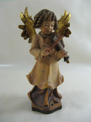 Holzfigur Engel mit Geige Höhe 15 cm Breite 7,5 cm (1)