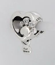 New 100% Authentic PANDORA Sparkling Paw Print Heart, Fur Mom Charm 798873C01