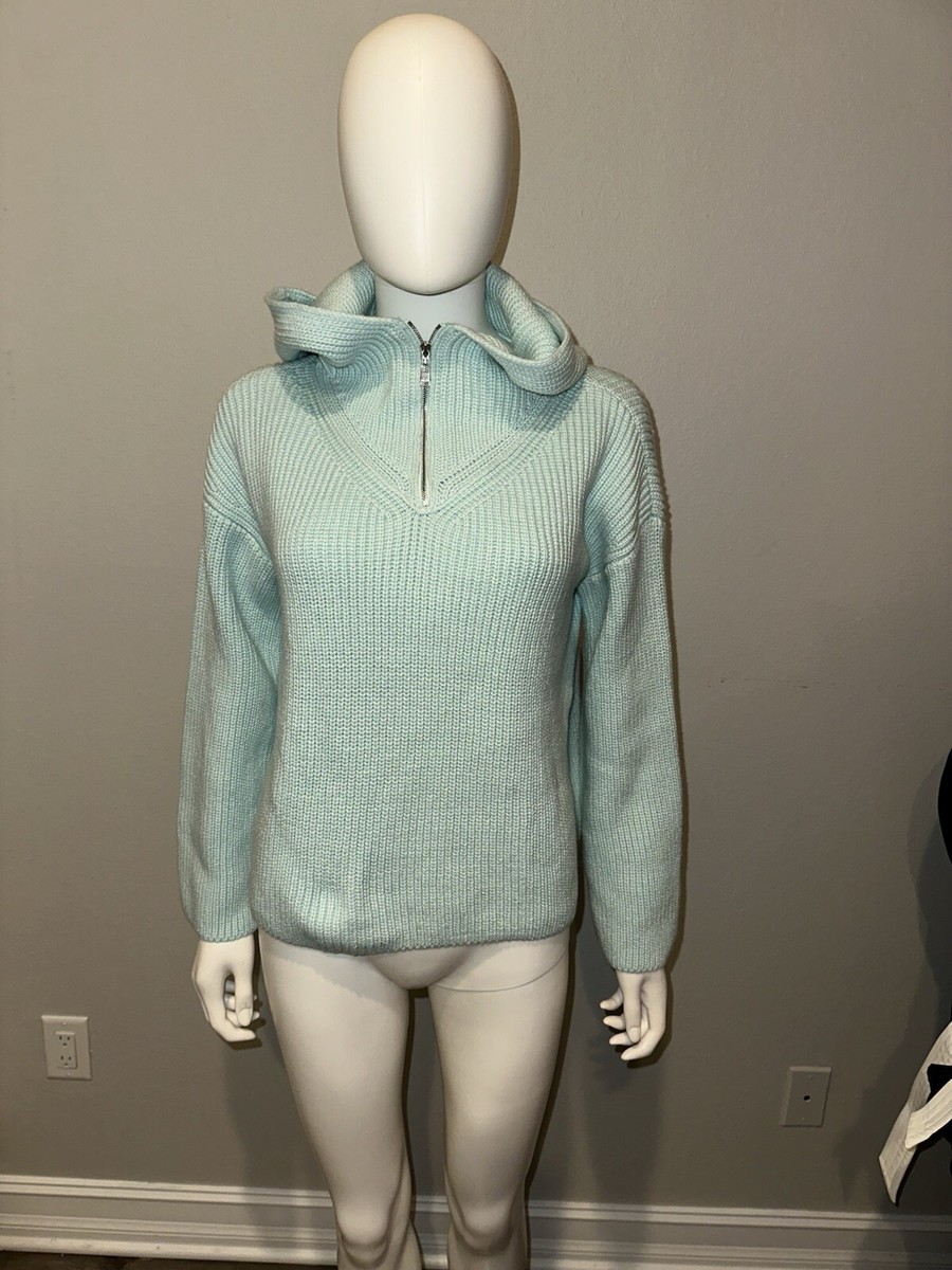 NWT $775 ADEAM JAPAN INTERMIX MINT GREEN TENNIS ZIP HOODIE TOP