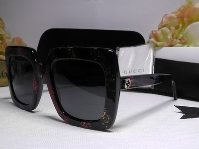 GUCCI GG0328S Sunglasses ~ glitter rainbow striped eyewear