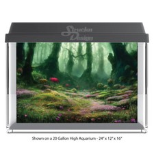 Foggy Green Dark Forest Polyester Fish Tank Glass Backdrop Aquarium Background