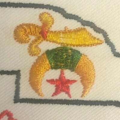 Vintage c1970's Zenobia Ottawa County Masonic Sword Crescent Embroidered Patch - Image 1 of 3