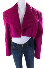 Sergio Hudson Womens Cropped Drape Coat - Peony Size L