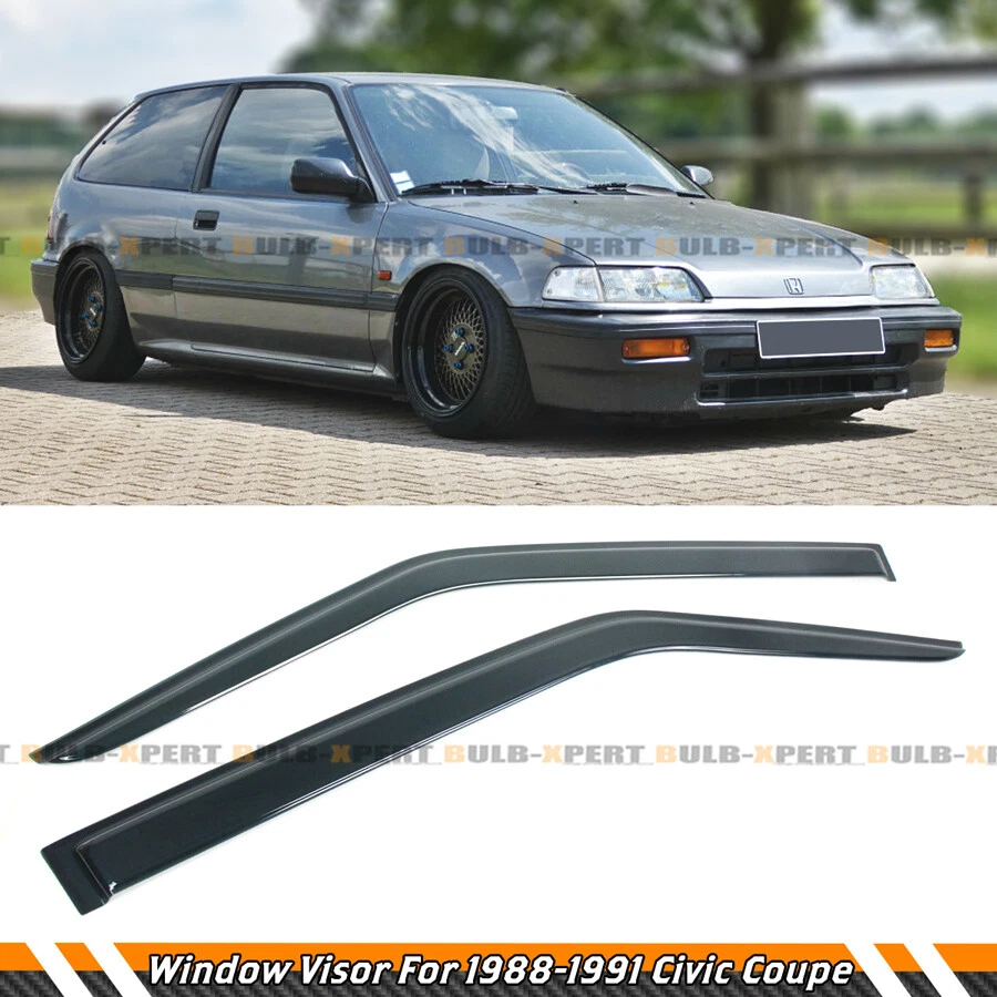 PARA HONDA CIVIC 1988-1991 CUPÉ Y HATCHBACK VENTANA TINTADA HUMO VISERA PROTECTOR DE LLUVIA Foto 2 de 3