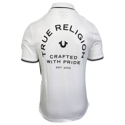 MSRP $69.99 NWT TRUE RELIGION MEN'S WHITE SHORT SLEEVE POLO SHIRT SIZE S L XL