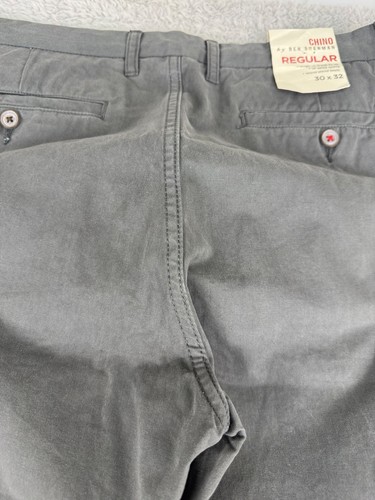 VTG Ben Sherman Mens Chino Pants Regular Fit 30x32 Cotton Gray Straight Leg NWT - Picture 13 of 20