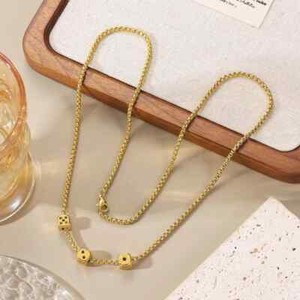 Authentic Gold Plated Titanium Dice Chain Necklace