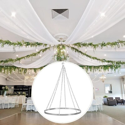 Ceiling Drapes Hanging Kit Silver Metal Ceiling Draping Kit 24 Inch Round Cei...