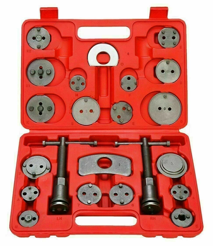22PCS Pro Disc Brake Caliper Compressor Rewind Wind Back Tool Piston Pad Kit Set - Image 3 of 4
