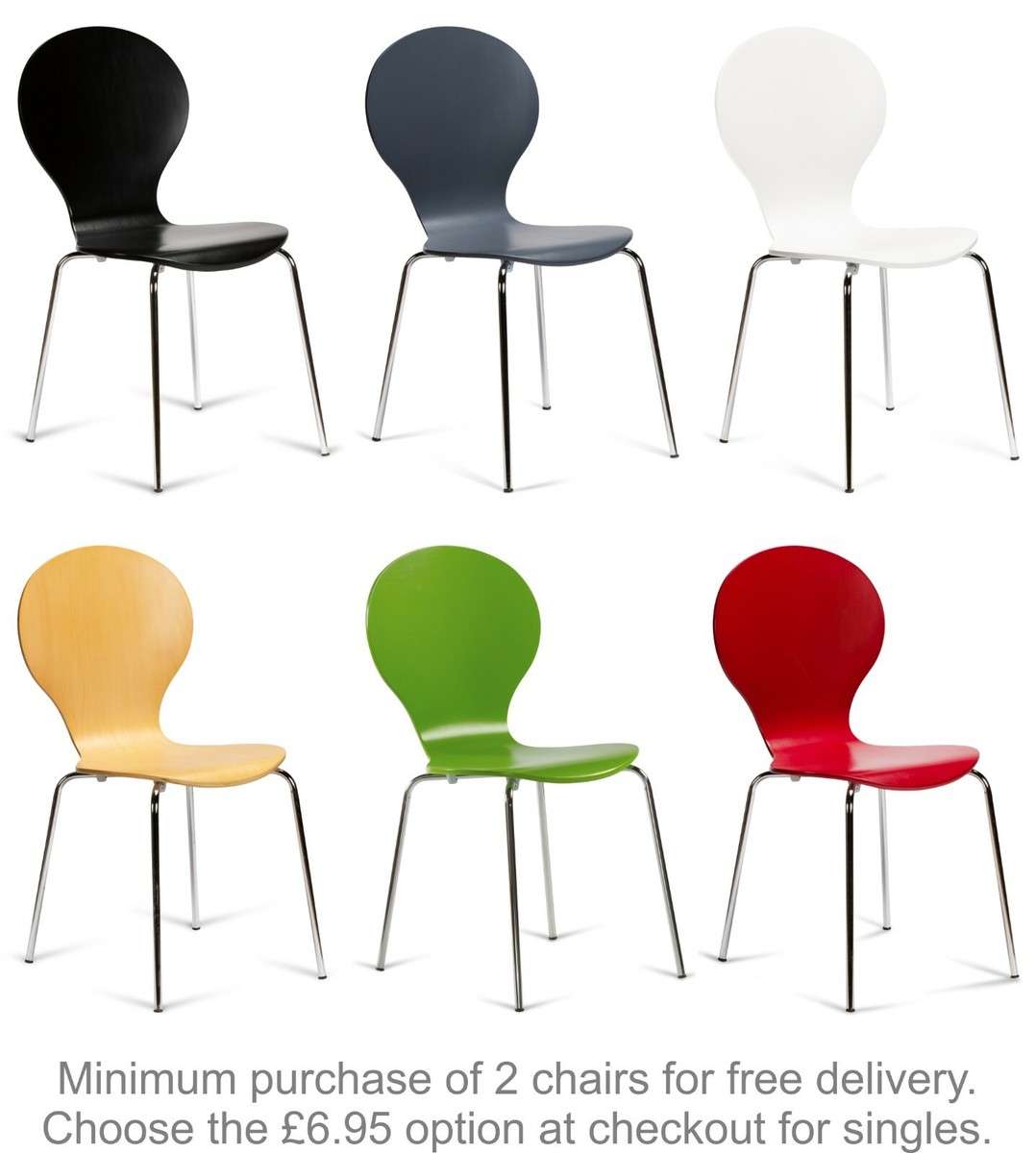 Stacking Dining Chairs Keeler Chrome Wood Grey Red Green White