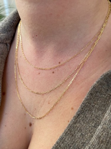 Solid 14k Yellow Gold Paperclip Rolo 