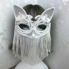 Masquerade Party Eye Mask Venetian Lace Fox Cat Animal Tassel Fringe Sequin