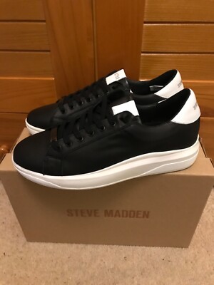 Steve Madden Alex Trainers, Black Leather, Size UK 6, EU 40, BNWB