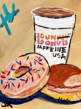 CORBELLIC DUNKIN DOUNUTS 12X16 COLLECTIBLE CONTEMPORARY ORIGINAL INTERIOR ART