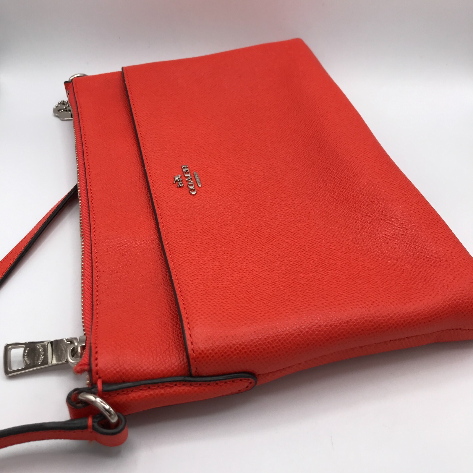 COACH Zip Crossbody Bag Pebble Grain Orange Leather S… Gem