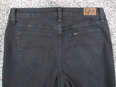 Lee Jeans Womens 12 Black Denim Regular Fit Straight Leg Mid Rise Dark 32x29