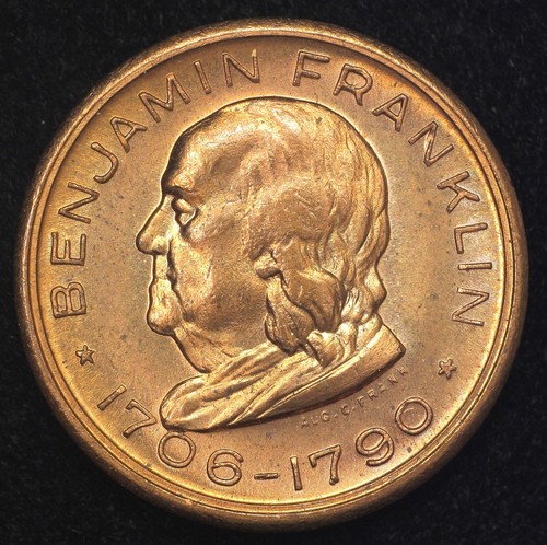 The Franklin Institute Benjamin Franklin Memorial Souvenir Medal w/ Pamphlet - 第 1/5 張圖片