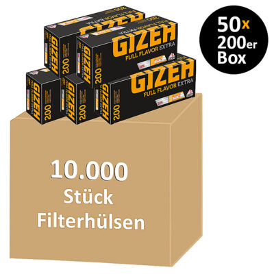 10000 Stück GIZEH Full Flavor EXTRA (50x200er) Zigarettenhülsen Filterhülsen