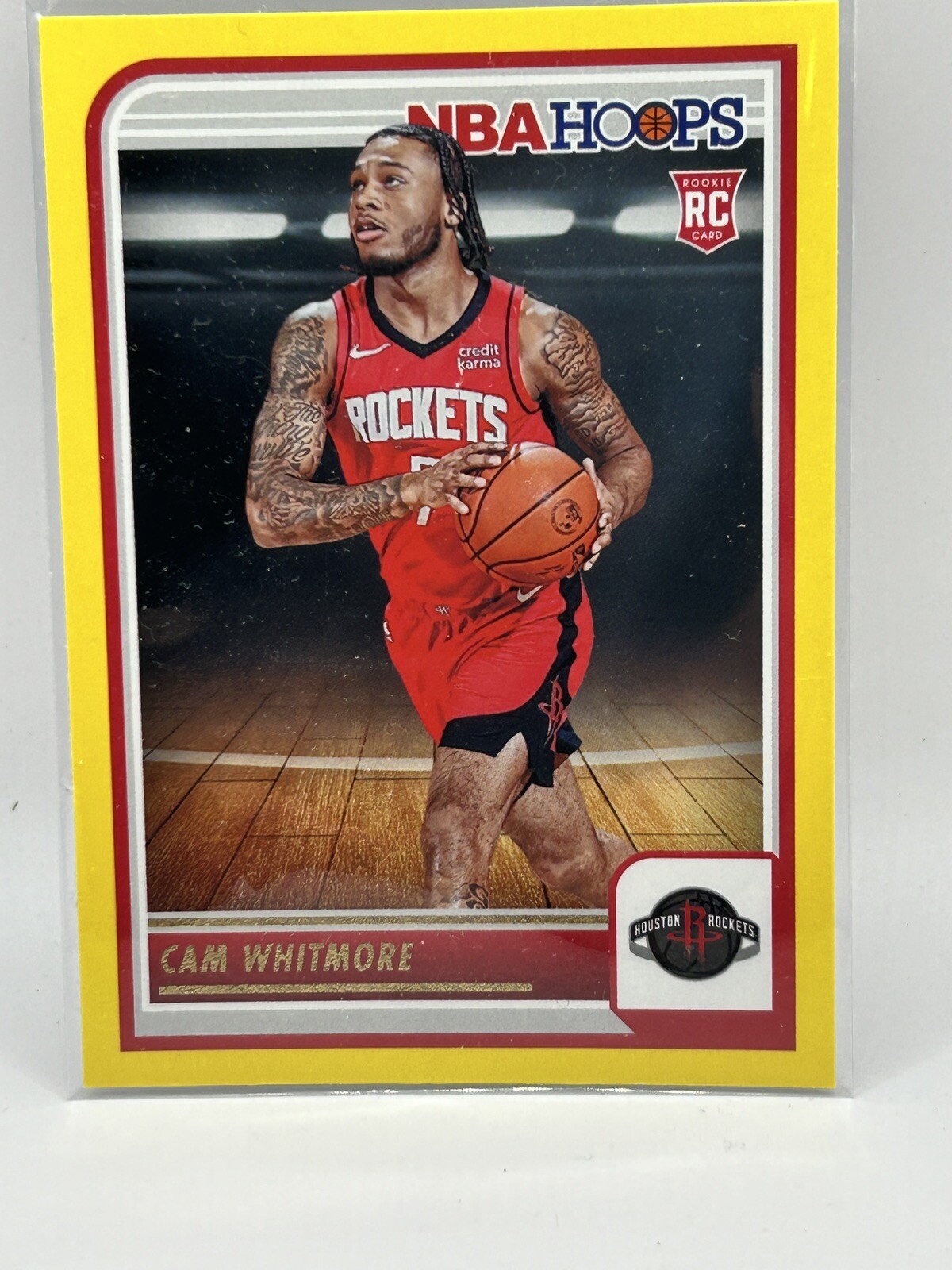 2023-24 Panini NBA Hoops Cam Whitmore Yellow Parallel RC #265 ROCKETS