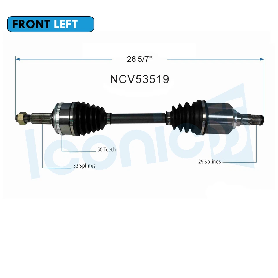 FWD Front Left CV Axle Shaft for 93-02 Nissan Quest, Mercury Villager 3.0L 3.3L - Imagem 2 de 4