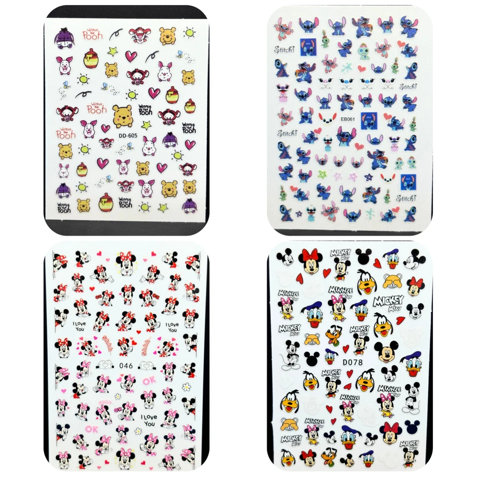 Disney Inspired Nail Art Stickers, Decals Mickey, Minnie & Friends Stitch & Pooh