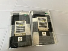 2 LORRAINE HOME FASHIONS Courtyard Tier Plaid Checked Window Curtain Valance Lot