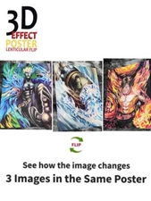 Ace,Jozu,Marco-One Piece 3D poster,3D Lenticular Flip Effect,Anime Manga,3 in 1