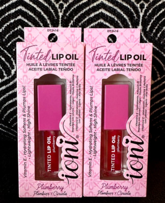  2pk IONI PLUMBERRY TINTED LIP OIL SOFTENS PLUMPS LIPS VIT E SHINE LIPGLOSS LOT