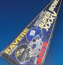 Super Bowl XXXV Pennant Baltimore Ravens vs New York Giants 2001 Vintage