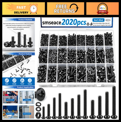 2020Pcs Metric Screw Assortment Kit - M2/M3/M4/M5/M6 Nuts & Bolts for Repairs