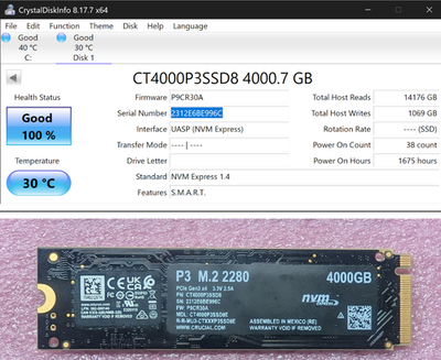 Crucial P3 4TB NVMe M.2 SSD PCIe CT4000P3SSD8– 100% Health | eBay