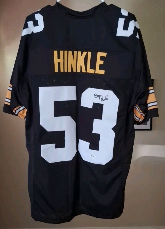 #53 Bryan Hinkle Signed Autographed Pittsburgh Steelers Custom XL Jersey COA
