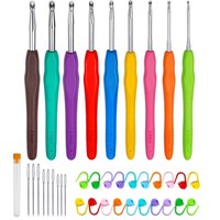 HäKelnadel Set Ergonomisch Bunt Weicher Griff AnfäNger Stricknadeln 9 StüCk