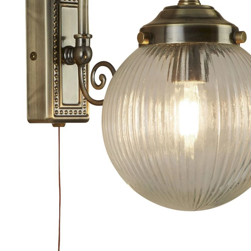 Wandleuchte Wandlampe Badezimmer in Messing Antik IP44 E14 Glas Metall Lampe - Bild 3 von 4