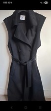 Primark Trench Style Waistcoat Long In Black Size 10