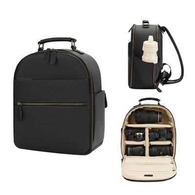 Small Camera Backpack, Classic PU Leather with 11 Inch Pad/Tablet Compartment...