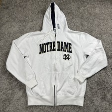 Notre Dame Mens Zip Hoodie Size M White Full Zip NCAA Collegiate Fighting Irish