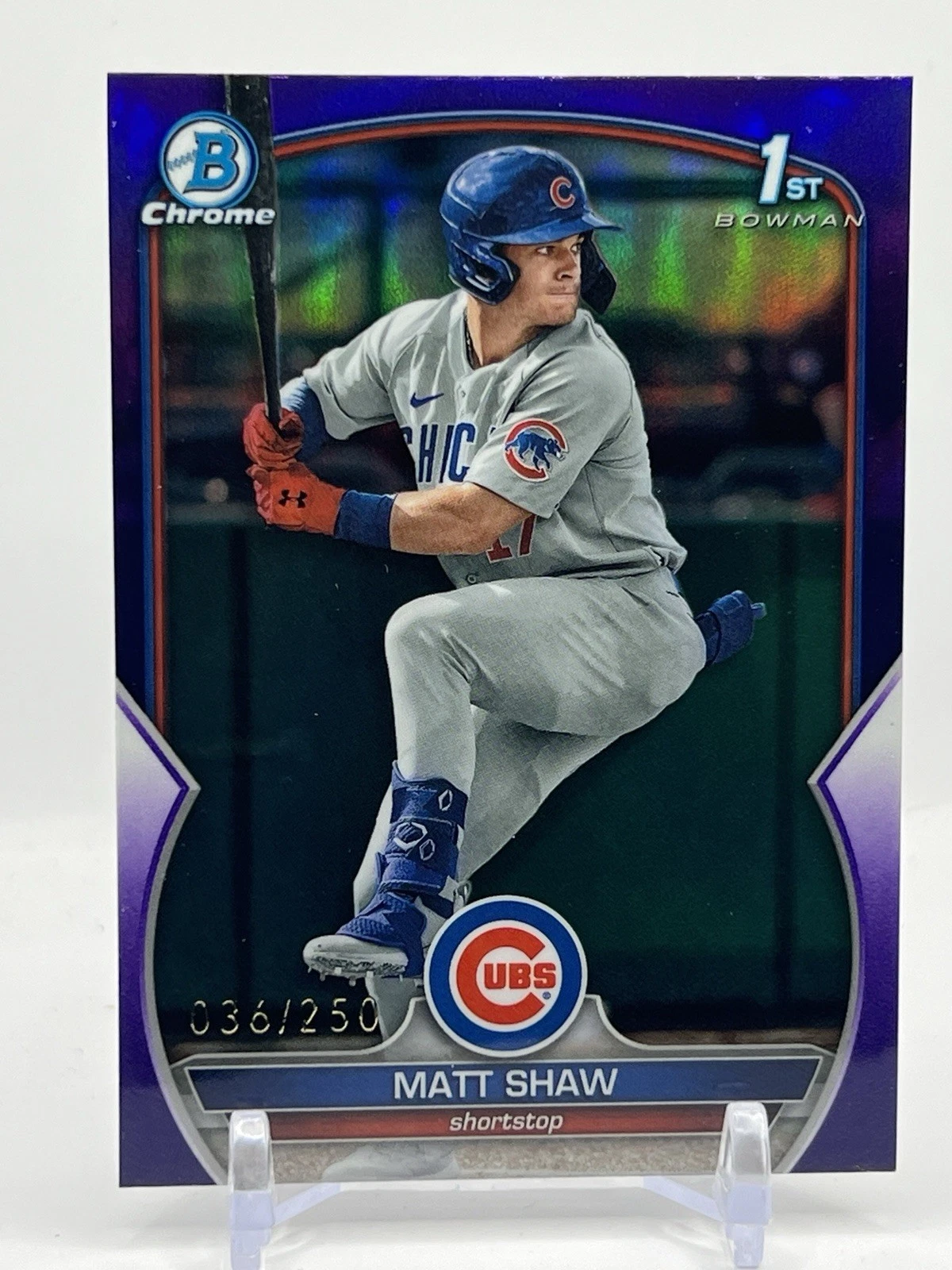 2023 Bowman Draft Chrome Matt Shaw RC Purple #’ed/250 Chicago Cubs # BDC-33