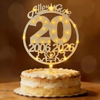 Tortendeko 20. Geburtstag Holz Cake Topper Mit LED Lichterkette FüR JubiläUm