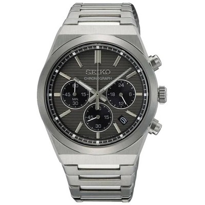 Seiko Men's Watch Discover More Chrono Black and Grey Dial Bracelet SSB455P1