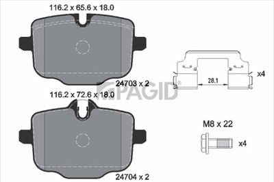 PAGID Bremsbelagsatz Scheibenbremse T1819N für BMW 5er Touring F11 F10 6er F12