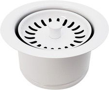 Extra-Deep Kitchen Sink Waste Disposal Flange Strainer Stopper - White