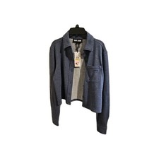 DKNY Jeans Knit Jacket/Button Down Heathered Indigo Blue Small